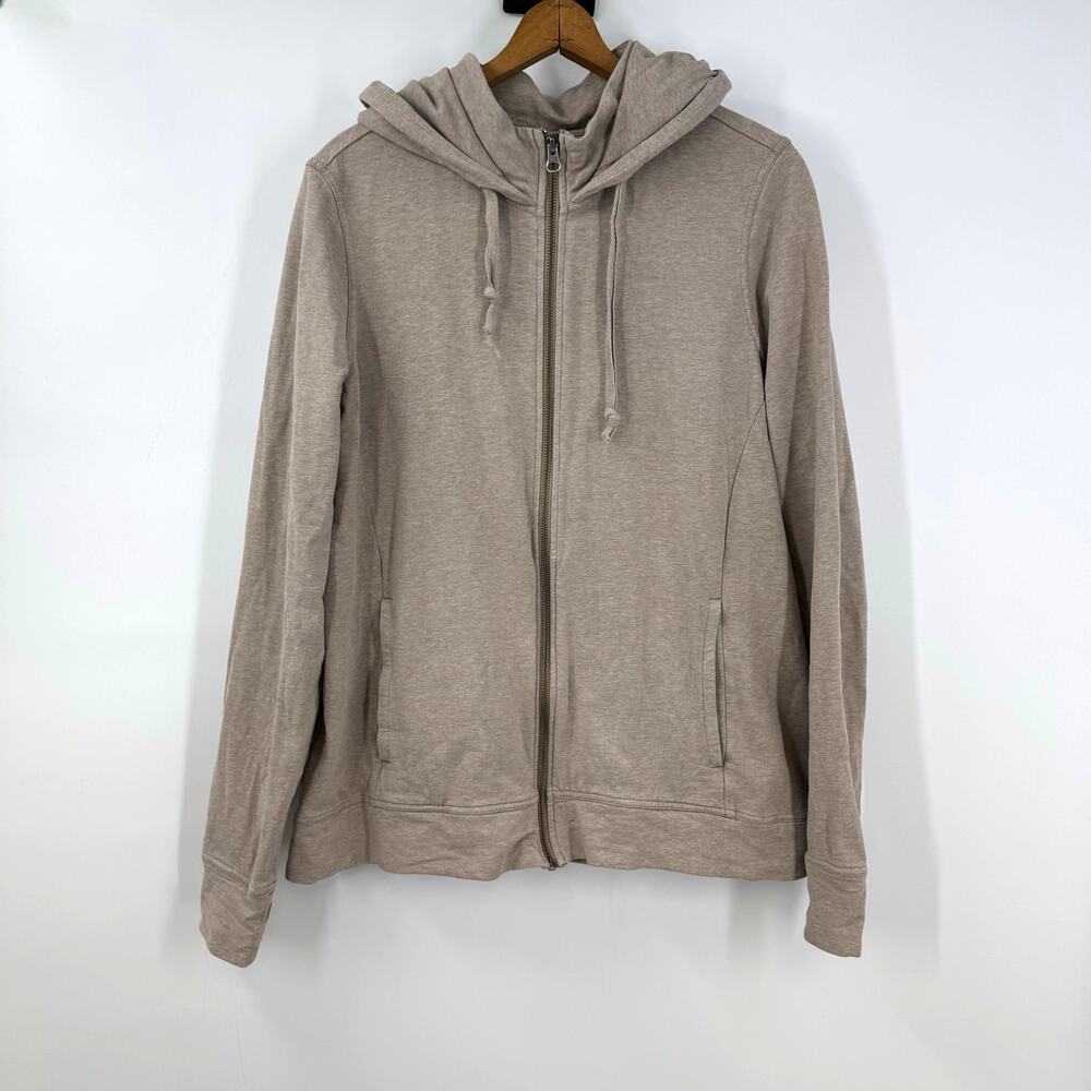 Pact Zip Up Hoodie Women's Size XL Tan Organic Cotton Athleisure Casual Coastal